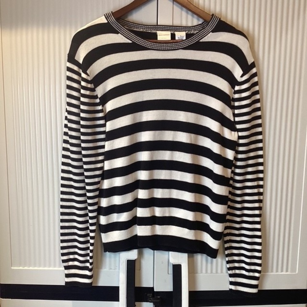 Isaac Mizrahi Sweater Women Large Black and White Long Sleeve
